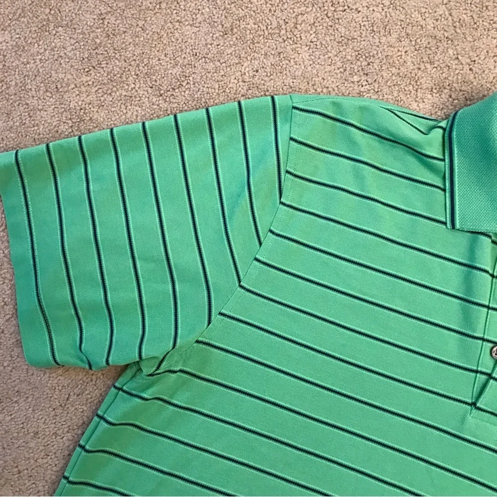 Izod Polo Shirt Men Size L Green Stripe X Treme Function Golf Shirt Short Sleeve - Picture 4 of 8